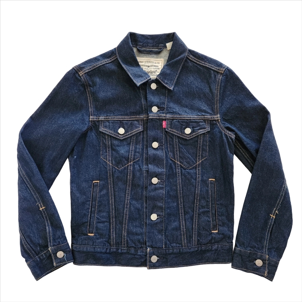 Levi’s Mens Classic Trucker Original Denim Jean Jacket Indigo Blue Size XS Levis - Picture 3 of 12